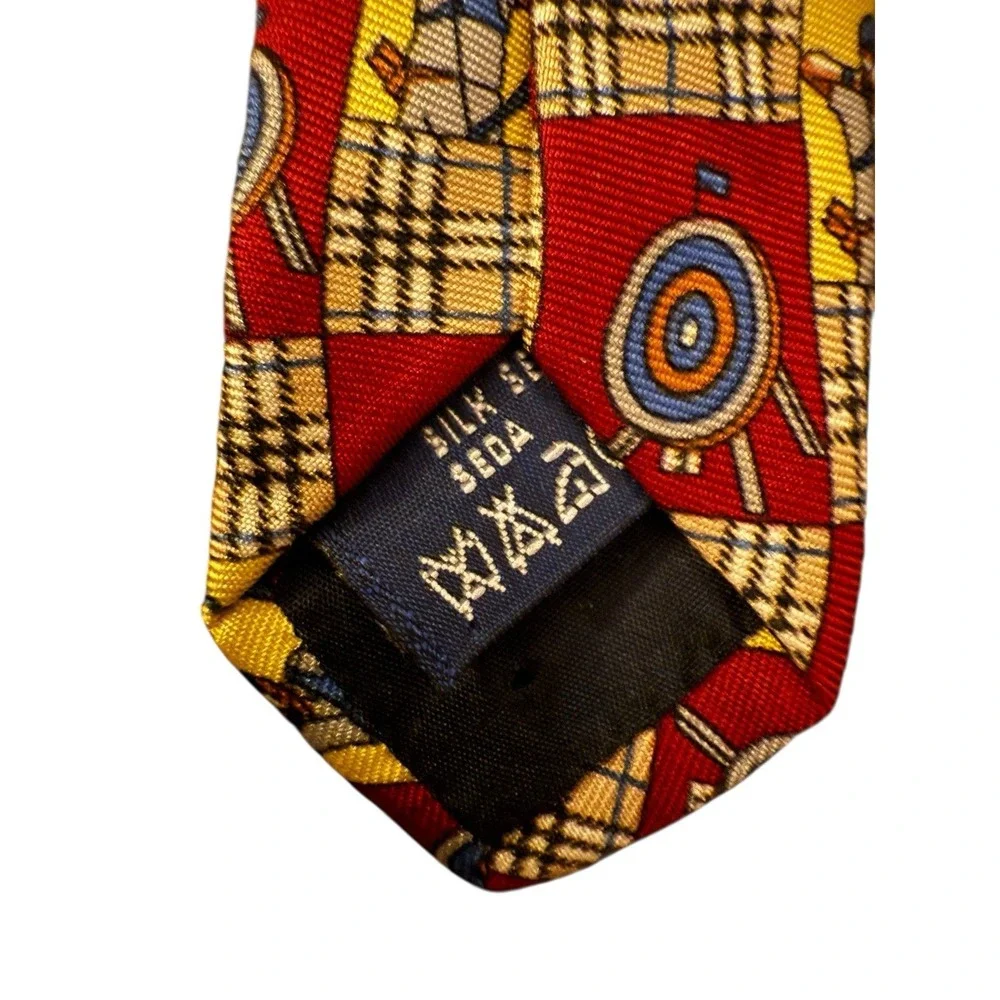 Burberry Tie Yellow Geometic Pattern Archery Nova Check Targets‎ Silk Hand Sewn